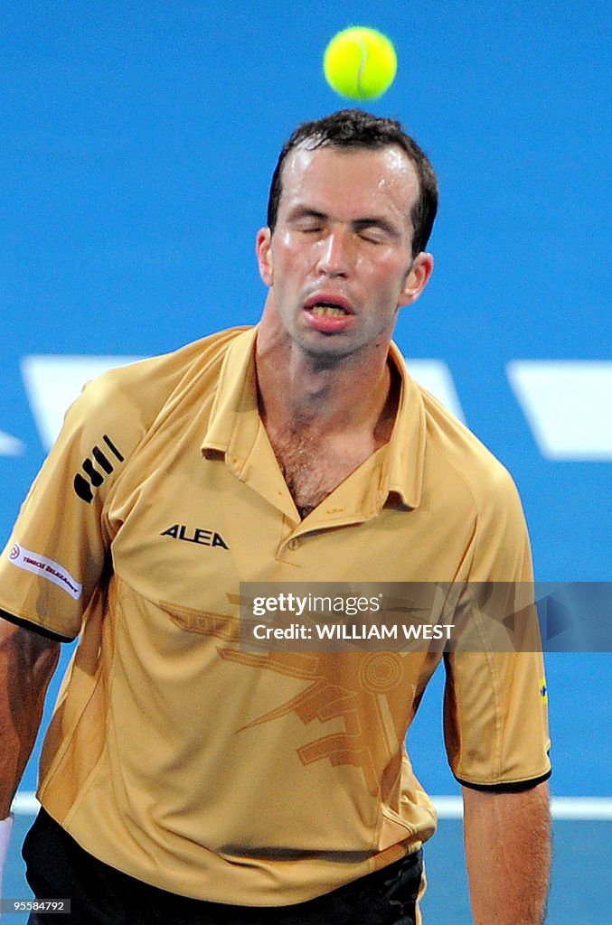 Steven Radek Radek Stepanek of the Czech Republic lets the ball hit his head... News ...