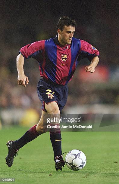 Luis Enrique of Barcelona in action during the UEFA Cup Semi-Finals match against Liverpool played at the Nou Camp, in Barcelona, Spain. The match...