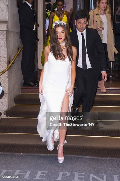 Hailee Steinfeld is seen at The Peninsula Hotel in Midtown on May 7, 2018 in New York City.