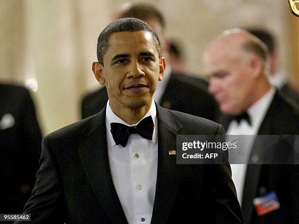 Nobel peace prize laureate, US President Barack Obama poses before the Nobel Banquet in Oslo on December 10, 2009. US President Barack Obama landed...