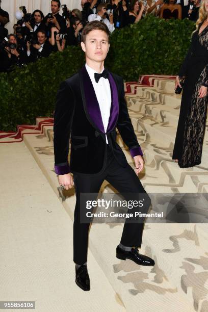 Ansel Elgort attends the Heavenly Bodies: Fashion & The Catholic Imagination Costume Institute Gala at the Metropolitan Museum of Art on May 7, 2018...