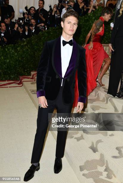 Ansel Elgort attends the Heavenly Bodies: Fashion & The Catholic Imagination Costume Institute Gala at the Metropolitan Museum of Art on May 7, 2018...