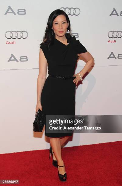 Lucy Liu attends 'The Art of Progress' World-premiere of the new Audi A8 at the Audi Pavilion on November 30, 2009 in Miami, Florida.