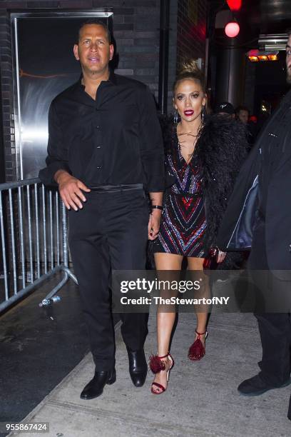 Alex Rodriguez and Jennifer Lopez are seen at the Balmain after party at Boom Boom Room at the Standard Hotel at on May 7, 2018 in New York City.