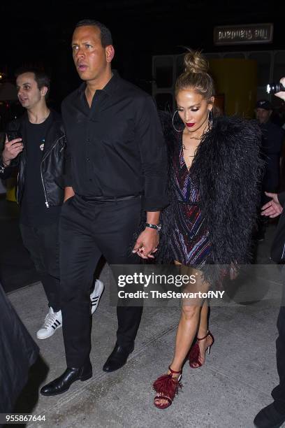 Alex Rodriguez and Jennifer Lopez are seen at the Balmain after party at Boom Boom Room at the Standard Hotel at on May 7, 2018 in New York City.