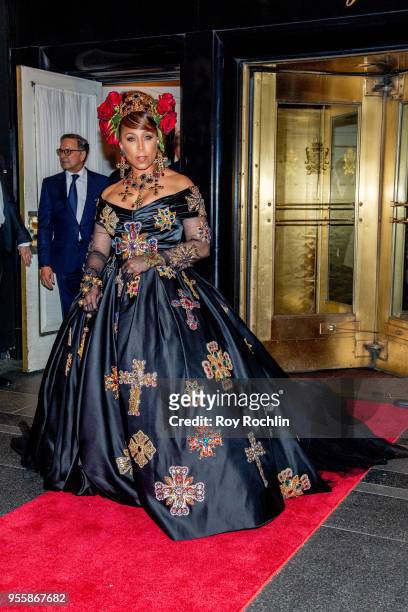 Marjorie Harvey departs the Carlyle Hotel to attend Heavenly Bodies: Fashion & The Catholic Imagination Costume Institute Gala on May 7, 2018 in New...