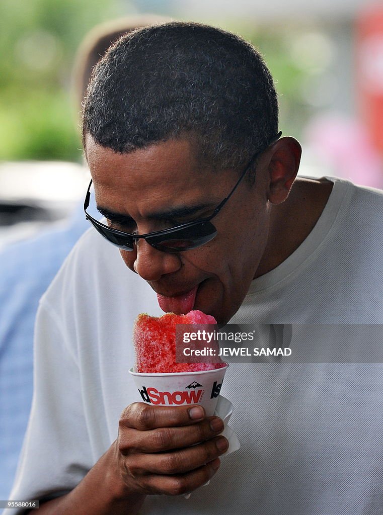 US President Barack Obama has shave ice