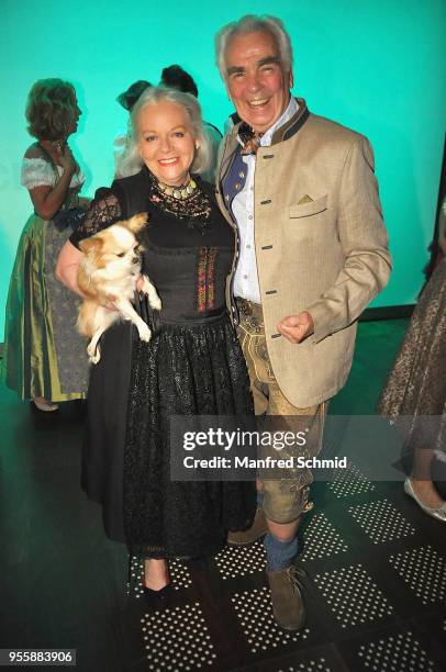 Brigitte Kren and Hannes Nedbal pose during the Pro Juventute Charity Fashion Show on May 7, 2018 in Vienna, Austria.