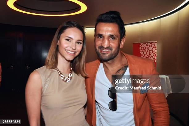 Julia Furdea and Fadi Merza pose during the Pro Juventute Charity Fashion Show on May 7, 2018 in Vienna, Austria.