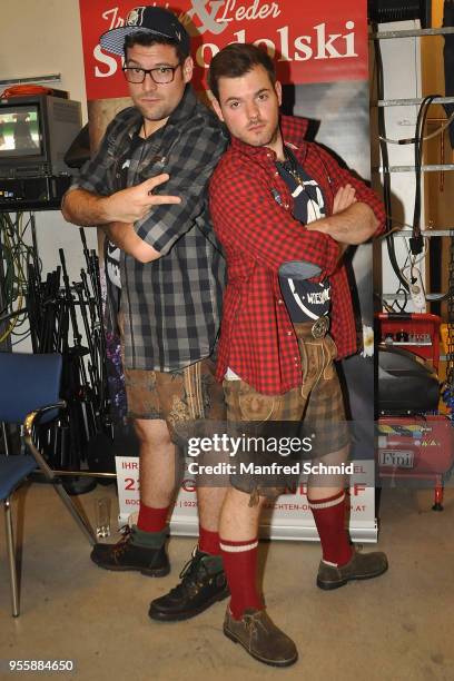 Flo & Wisch pose during the Pro Juventute Charity Fashion Show on May 7, 2018 in Vienna, Austria.