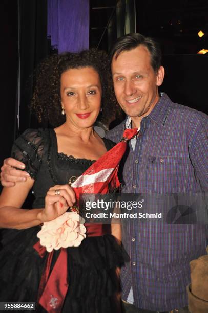 Konstanze Breitebner and Martin Oberhauser pose during the Pro Juventute Charity Fashion Show on May 7, 2018 in Vienna, Austria.