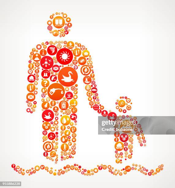 parnet and child climate change vector icon pattern - river pollution stock illustrations