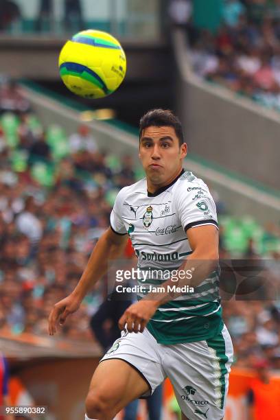 Jorge Sanchez of Santos watches the ball during the quarter finals second leg match between Santos Laguna and Tigres UANL as part of the Torneo...