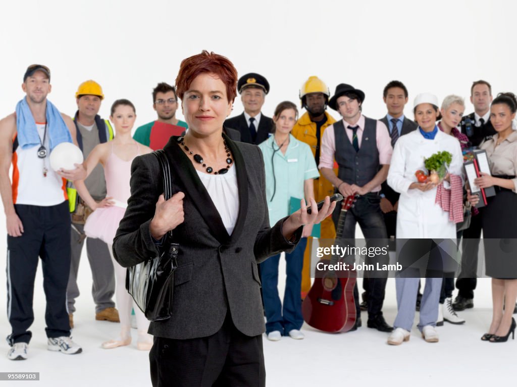 Businesswoman with work force