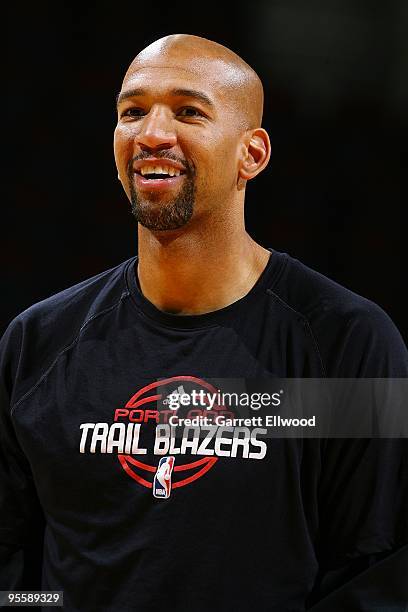 Assistant Coach Monty Williams of the Portland Trail Blazers reacts during the game against the Cleveland Cavaliers on December 11, 2009 at Quicken...