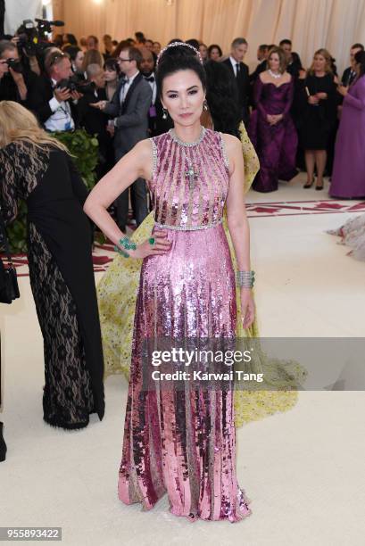 Wendy Deng attends the Heavenly Bodies: Fashion & The Catholic Imagination Costume Institute Gala at Metropolitan Museum of Art on May 7, 2018 in New...