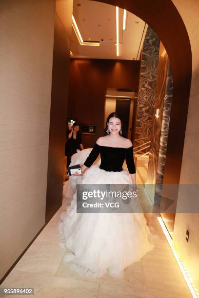 Investor and philanthropist Wendy Yu leaves the hotel to attend the Heavenly Bodies: Fashion & The Catholic Imagination Costume Institute Gala on May...