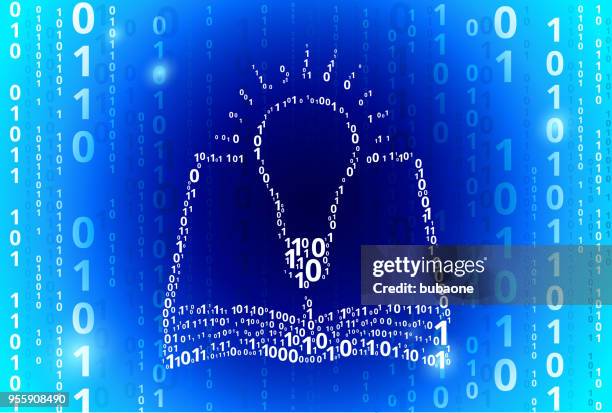 book idea binary code blue vector pattern background - binary code lightbulb stock illustrations