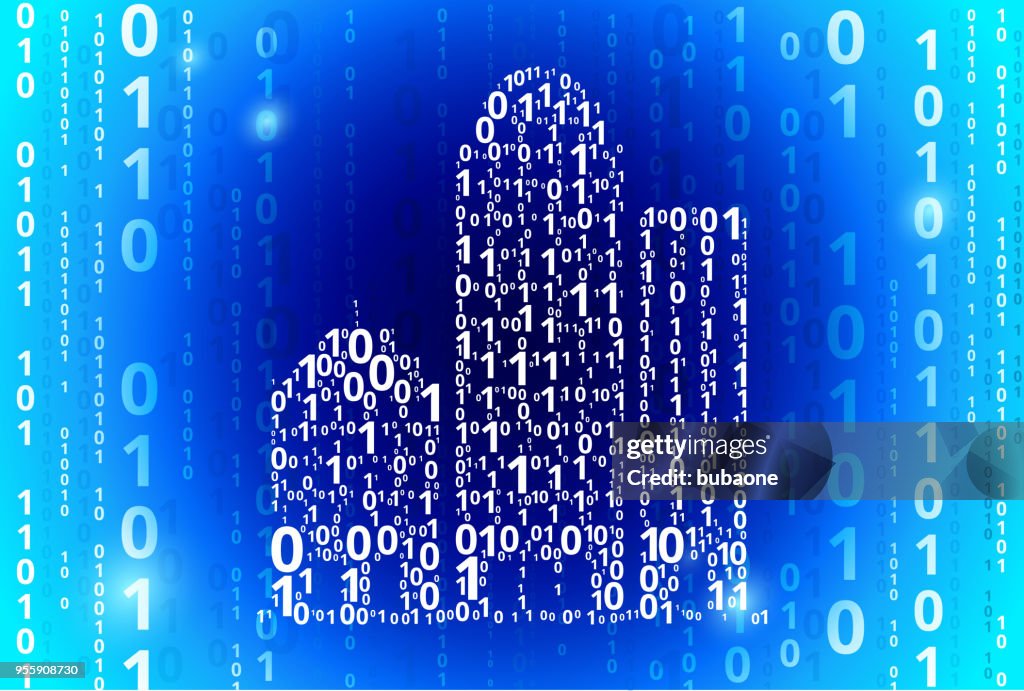Office Building Binary Code Blue Vector Pattern Background High-Res ...