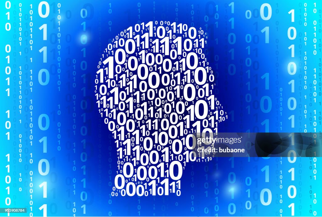 Code Portrait Mans Face Portrait Binary Code Blue Vector Pattern Background High-Res ...