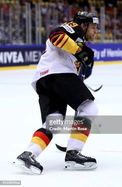 Leon Draisaitl of Germany skates against United States during the 2018 IIHF Ice Hockey World Championship group stage game between United States and...
