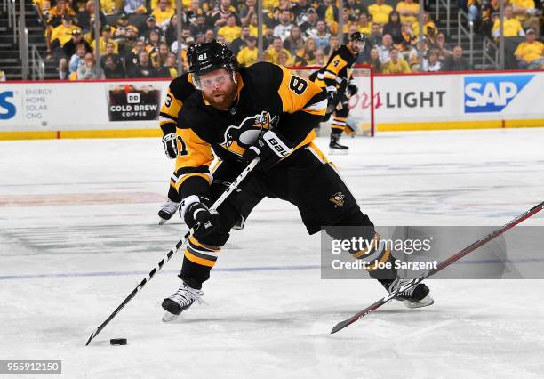 Phil Kessel of the Pittsburgh Penguins skates against the Washington Capitals in Game Three of the Eastern Conference Second Round during the 2018...