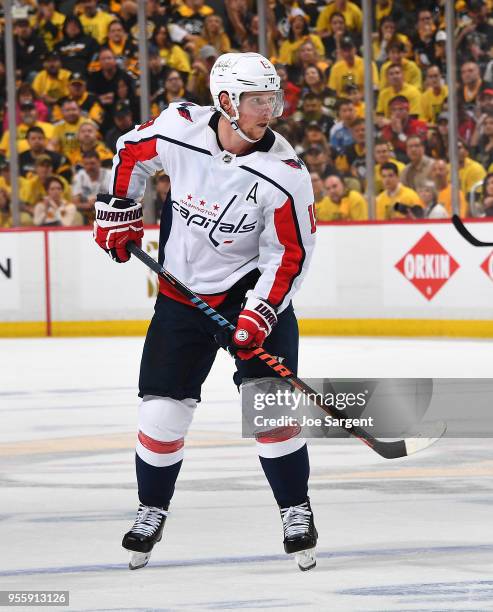 Nicklas Backstrom of the Washington Capitals skates against the Pittsburgh Penguins in Game Four of the Eastern Conference Second Round during the...