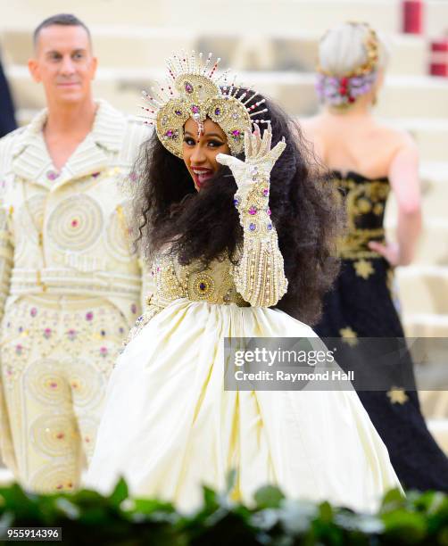 Jeremy Scott and Cardi B attend the Heavenly Bodies: Fashion & The Catholic Imagination Costume Institute Gala at The Metropolitan Museum of Art at...