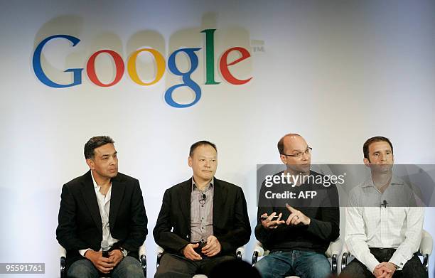 Dr. Sanjay Jha, CEO of Motorola, Peter Chou, CEO of HTC, Andy Rubin, vice president of engineering for Google, and Mario Quieroz, vice president of...