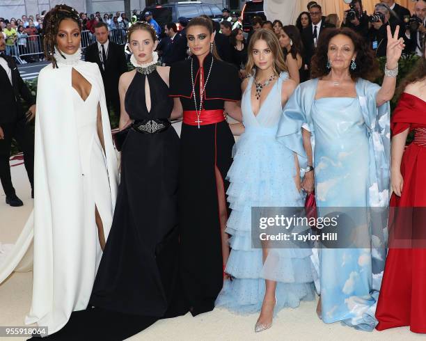 Jourdan Dunn, Maya Hawke, Taylor Hill, Talita Von Furstenberg, and Diane von Furstenberg attend the Heavenly Bodies: Fashion & The Catholic...