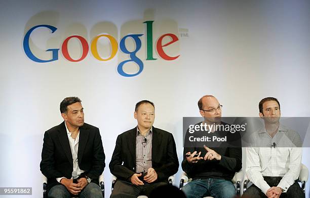 Dr. Sanjay Jha, CEO of Motorola, Peter Chou, CEO of HTC, Andy Rubin, vice president of engineering for Google, and Mario Quieroz, vice president of...