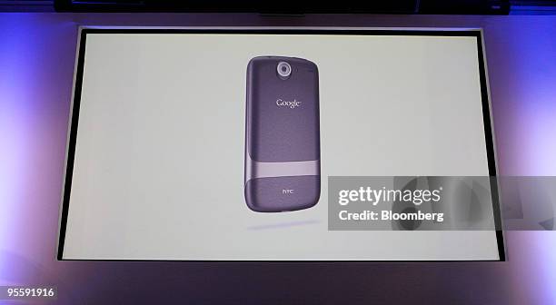 The Google Nexus One touch-screen mobile phone is shown during a news conference at Google headquarters in Mountain View, California, U.S., on...