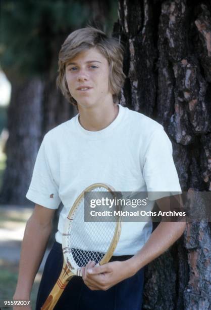 Actor Vince Van Patten poses for a portrait holding a tennis racket in April 1974.