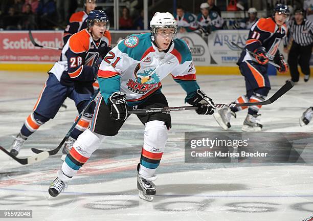 Max Adolph of the Kelowna Rockets skates against the Kamloops Blazers at Prospera Place on December 30, 2009 in Kelowna, Canada.