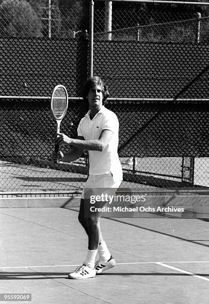 Actor Vince Van Patten plays tennis in circa 1980.