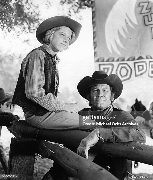 Actors Vince Van Patten and Earl Holliman seek adventure on the Arizona rodeo circuit in the 1880s in a scene from the two part western drama TV...