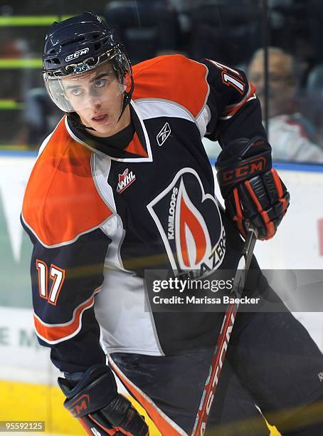 Jordan DePape of the Kamloops Blazers skates against the Kelowna Rockets at Prospera Place on December 30, 2009 in Kelowna, Canada.