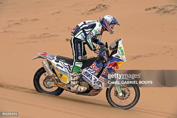 Spain's Marc Coma rides his KTM during the 4th stage of the Dakar 2010 between Fiambala, Argentina, and Copiapo, Chile, on January 5, 2010. Spain's...