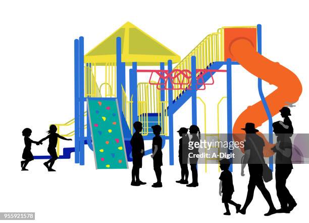 children at the park playground - jungle gym stock illustrations