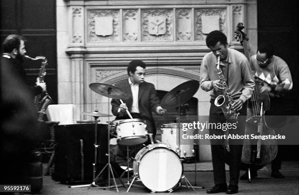 Performance with Alvin Fielder, on drums, and Anthony Braxton, second from right, on the alto sax, held at the University of Chicago, 1968. The other...