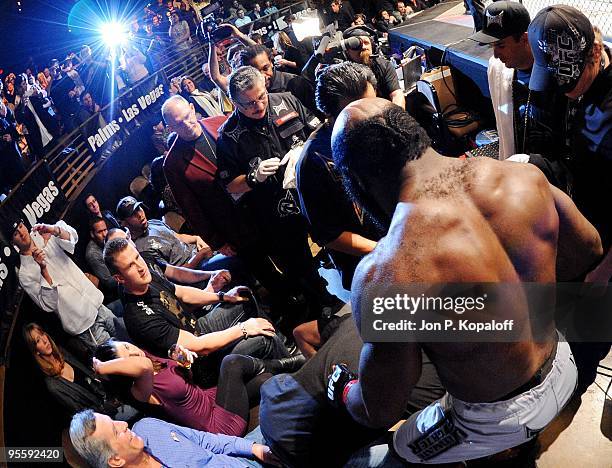 Fighter Kimbo Slice gets ready to enter the Octagon for his fight against UFC fighter Houston Alexander during their Heavyweight fight at The...