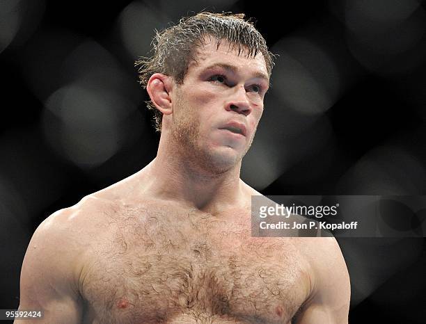 Fighter Forrest Griffin after finishing the first round against UFC fighter Tito Ortiz during their Light Heavyweight Fight at UFC 106: Ortiz vs....