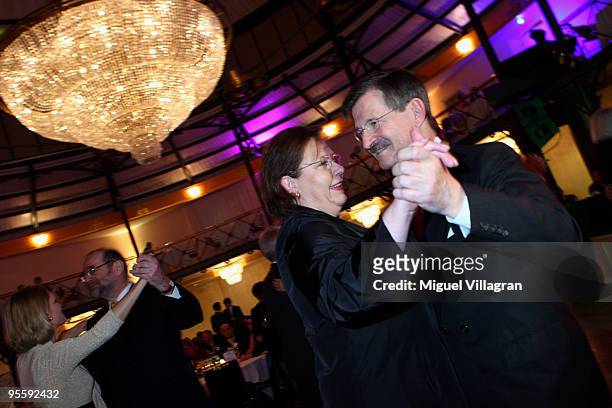 Lead FDP member Hermann Otto Solms and his wife Barbara dance during the Ephiphany ball at Maritim Hotel on January 5, 2010 in Stuttgart, Germany....