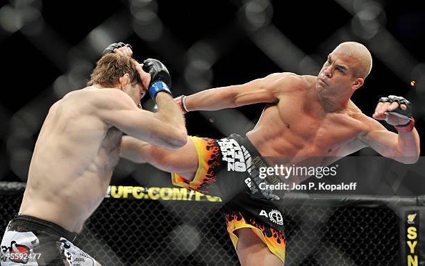 Fighter Tito Ortiz battles Forrest Griffin during their Light Heavyweight Fight at UFC 106: Ortiz vs. Griffin 2 at Mandalay Bay Events Center on...