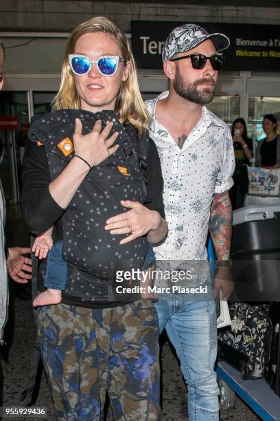 Actress Julia Stiles and Preston J. Cook are seen during the 71st annual Cannes Film Festival at Nice Airport on May 8, 2018 in Nice, France.