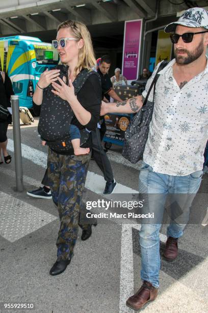 Actress Julia Stiles and Preston J. Cook are seen during the 71st annual Cannes Film Festival at Nice Airport on May 8, 2018 in Nice, France.