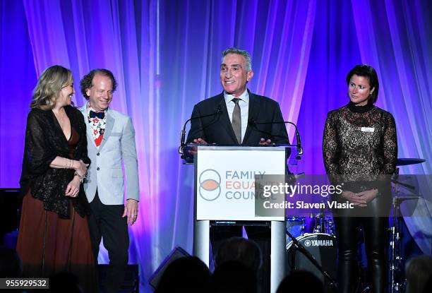 Primavera Salva, Bruce Cohen, Luigi Caiola and Sam Lippitt attend Family Equality Council's "Night At The Pier" at Pier 60 on May 7, 2018 in New York...