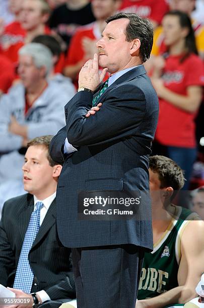 Head coach Tony Shaver of the William and Mary Tribe watches the game against the Maryland Terrapins at the Comcast Center on December 30, 2009 in...