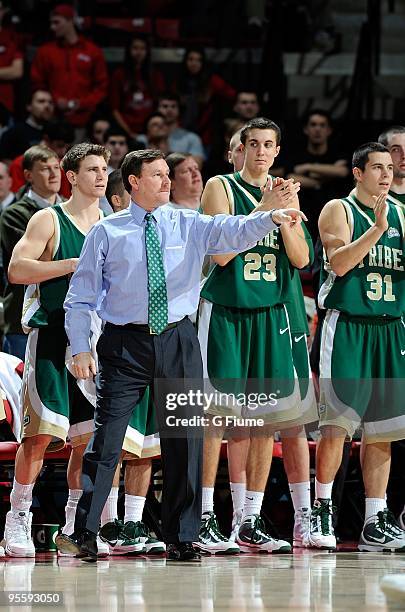 Head coach Tony Shaver of the William and Mary Tribe watches the game against the Maryland Terrapins at the Comcast Center on December 30, 2009 in...