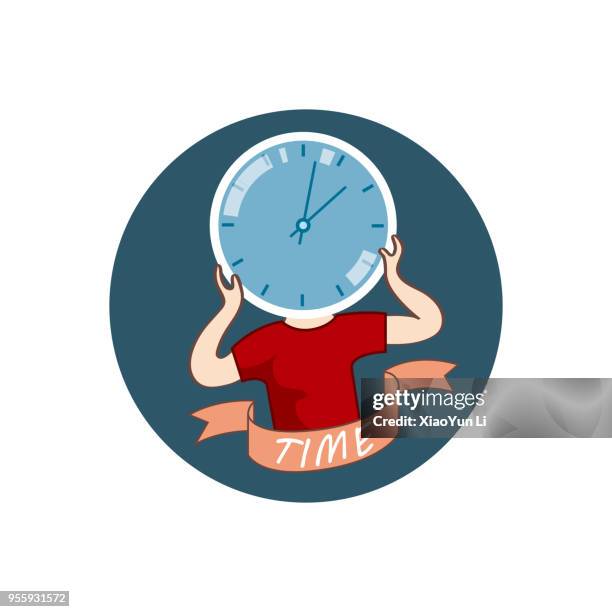 vector drawning time mascot - digital clock stock illustrations